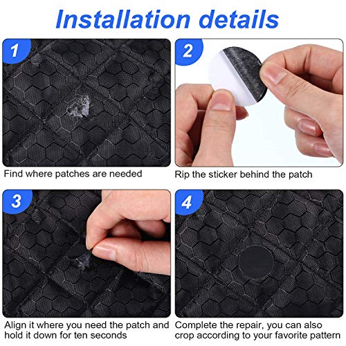 80 Pieces Down Jacket Patches Nylon Repair Tape Self-Adhesive Repair Patch with 8 Sizes for Jacket Tent Outerwear Repair, Round and Oval Shape (Black)