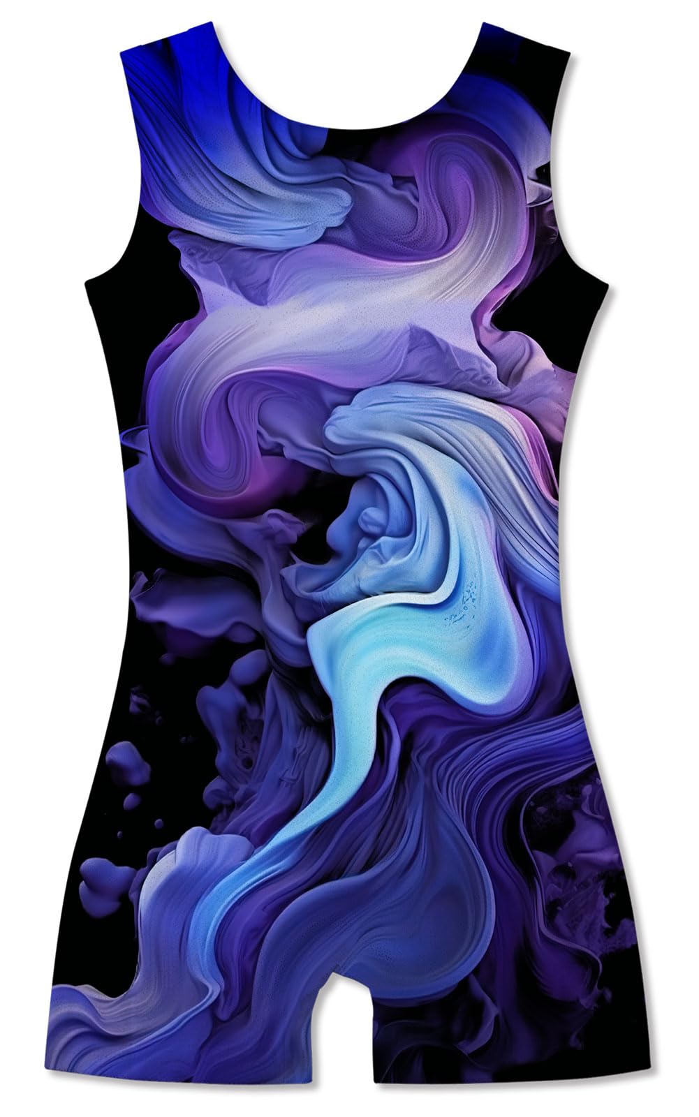 TUONROAD Gymnastics Leotard with Shorts for Girls Biketards with Blue Purple Marbling Printed 5-6 5/6 Years Old