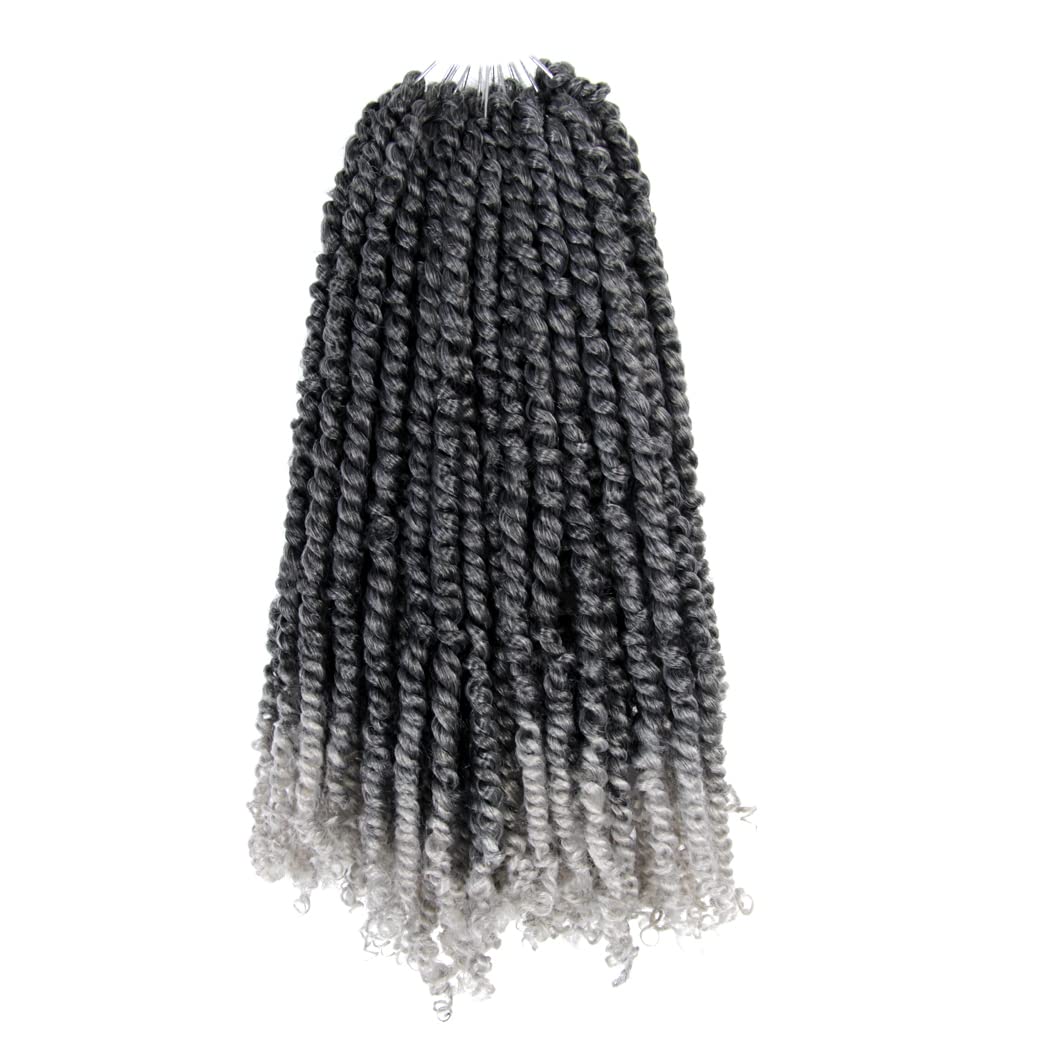 The Bohobabe Pre-Twisted Passion Twist Crochet Hair 16 Inch Short Pre-Looped Crochet Passion Twist Braiding Hair 8 Packs (T1B/Gr