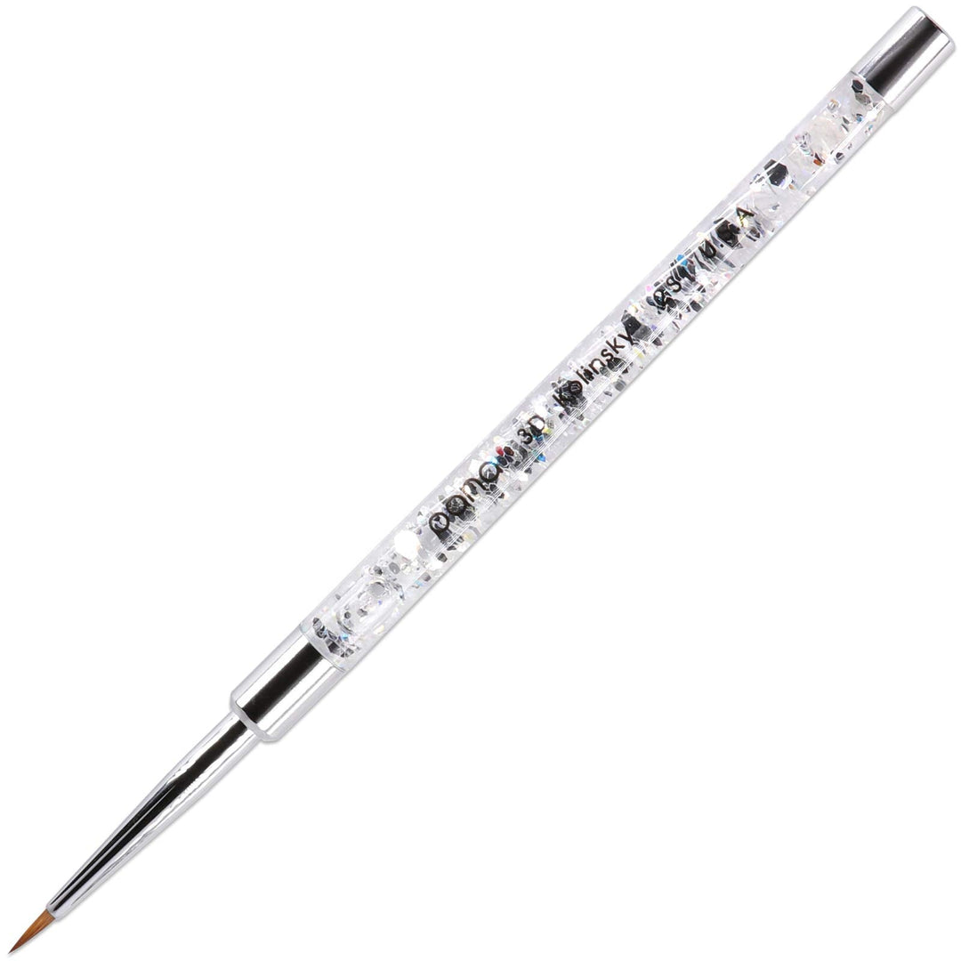 Pana Kolinsky 3D Acrylic Nail Brushes With Liquid Glitter Handle - For Professional Acrylic Powder Liquid Manicure Pedicure (Sil
