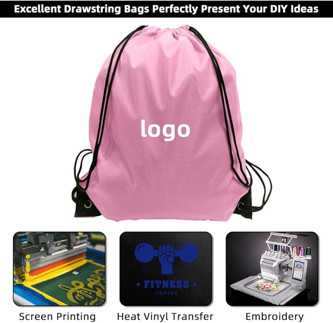 GoodtoU Drawstring Bags Bulk 48 Pcs Drawstring Backpack Gym Drawstring Bags Pink String Backpack for Women
