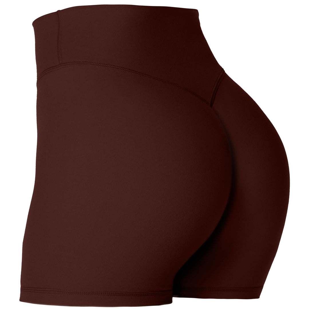 Sunzel 5" High Waist Biker Shorts for Women No Front Seam Soft Yoga Workout Gym Bike Shorts Tummy Control Squat Proof Wine Red
