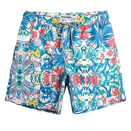 maamgic Mens Swim Trunks Quick Dry Swim Shorts with Mesh Lining Funny Swimwear Bathing Suits Hawaii Floral X-Small