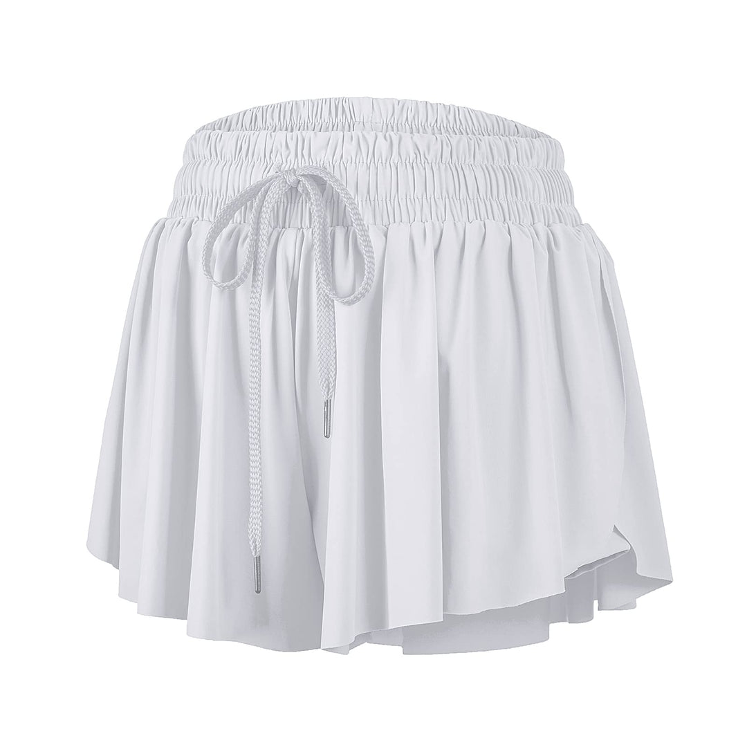 Blaosn Flowy Athletic Shorts for Women Gym Yoga Workout Running Wear Sweat Spandex Tennis Skorts Skirts with Pockets Cute Comfy Teen Girls Trendy Clothes Summer(XXS,white)