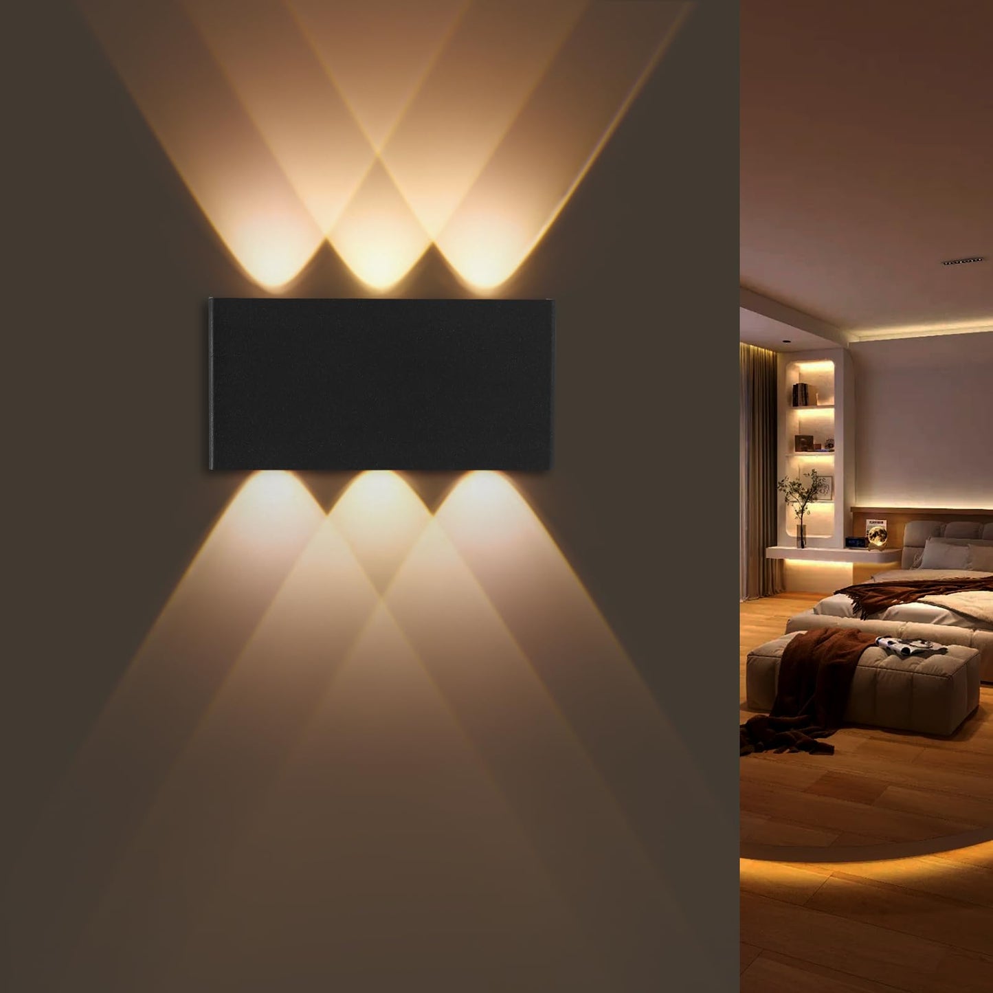 ALLOMN Dimmable LED Wall Lamp Indoor, Magnetic LED Wall Light with Warm/Natural/White Light, Touch Adjustable Brightness Wall Sconce with Remote Control for Bedroom Living Room Corridor Stair