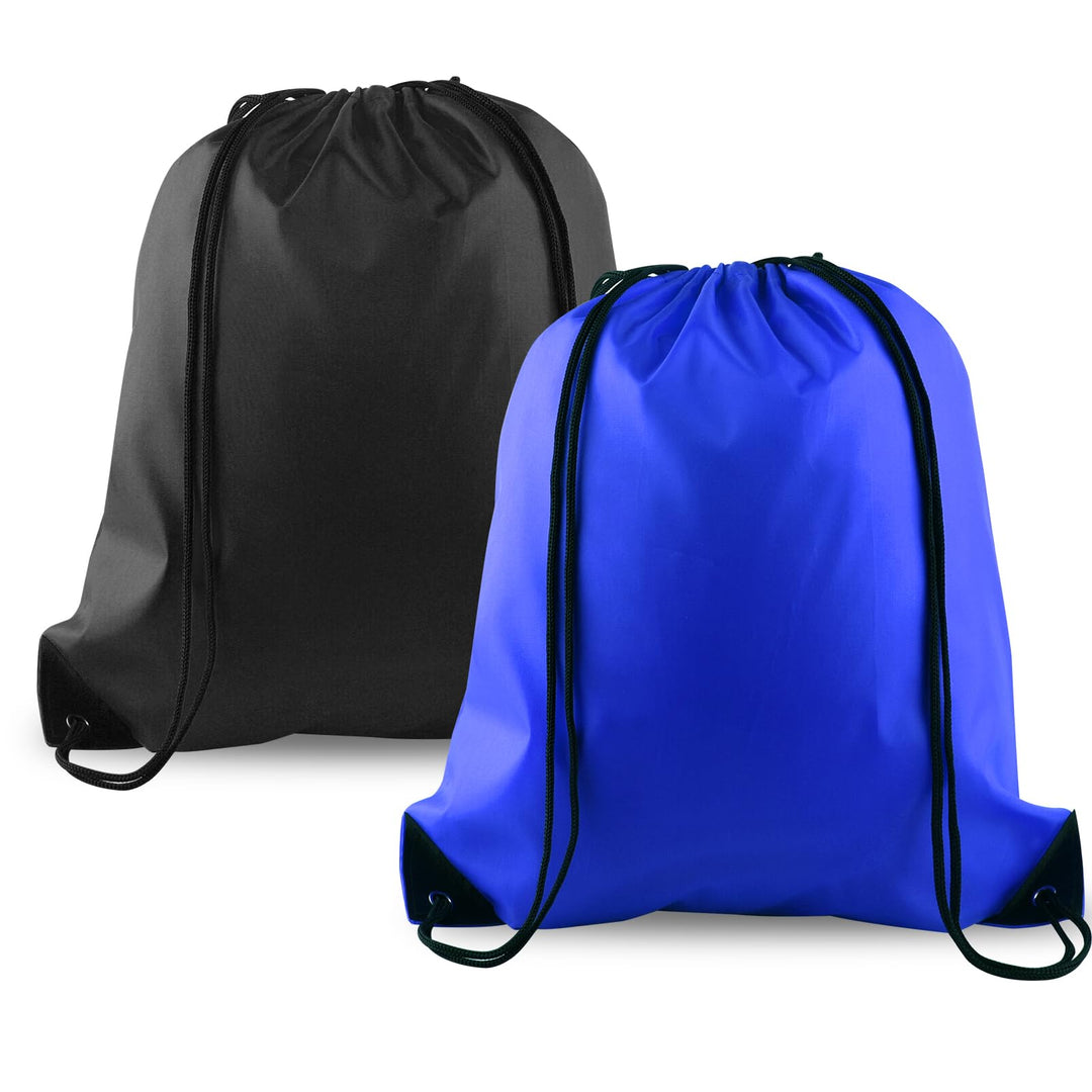 KUUQA 2 Pcs Drawstring Backpack Bags Bulk Sports Cinch Sack String Backpack Storage Bags for Gym Traveling(Black, Blue)