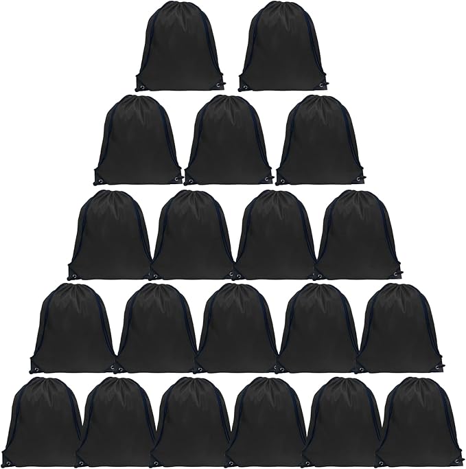 GoodtoU Drawstring Bags - 20 Pcs Bulk Gym Sacks, Cinch Backpacks for Women & Men, Black