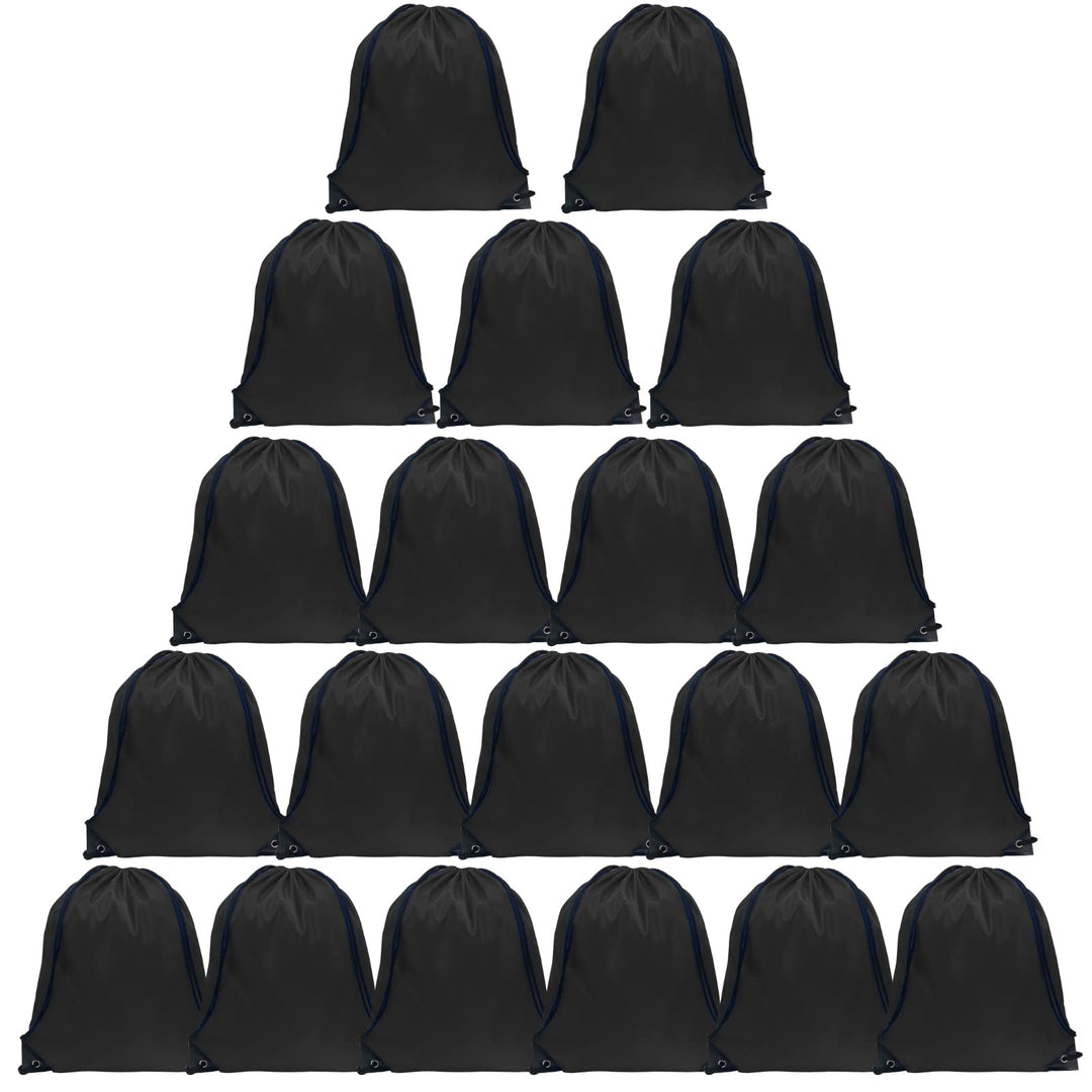 GoodtoU Drawstring Bags Bulk, 20 Pcs Draw String Bags Cinch Bag Drawstring Gym Bag Sackpack Drawstring Backpack for Women Men, Black
