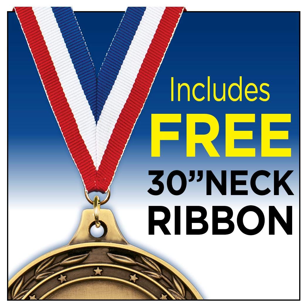 AB Honor Roll Medals - 2 1/2" Laurel Wreath Honor Roll Medal - Great AB Honor Roll Awards for Kids 5 Pack Prime