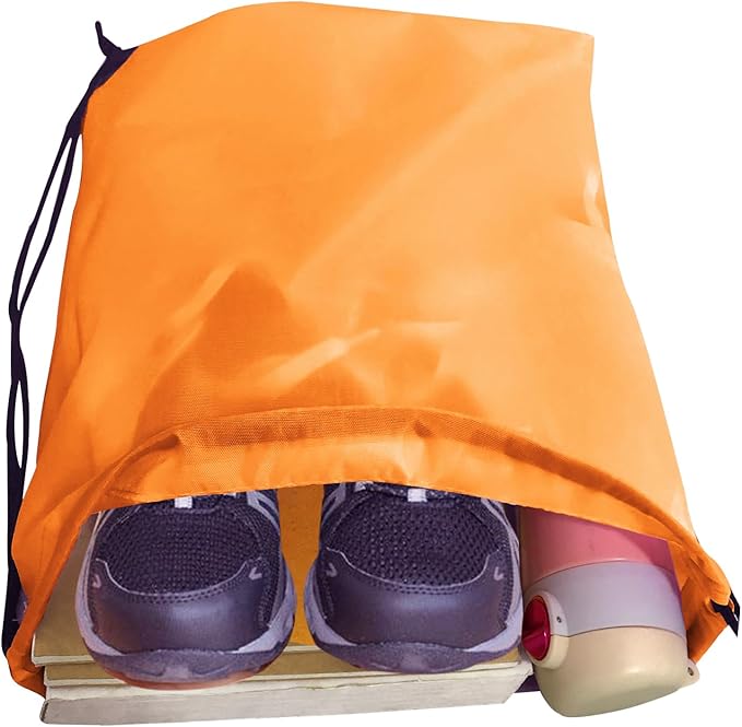 Drawstring Backpack Bulk 28 PCS Drawstring Bags String Backpack Cinch Bag Sackpack for Men Women Gym (Orange)