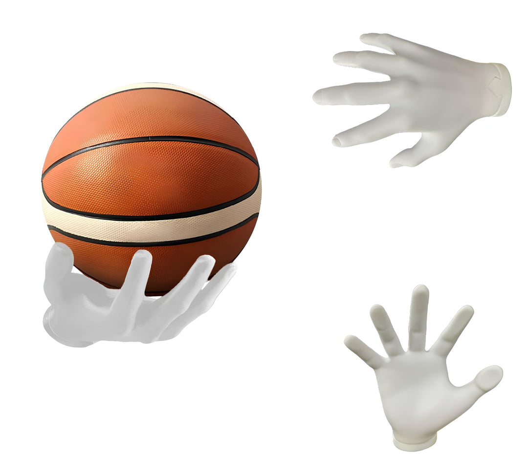 ZHYPFF Handmade Safe Wall Mounted Basketball Display Stand Hand Shaped Ball Stand Storage with Screws Wall Mounted Handheld Display Stand Suitable for Basketball,Football,Volleyball etc White