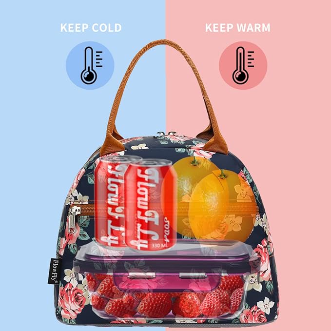 FlowFly Insulated Lunch Cooler Bag - Tote Bag Organizer for Women/Men, Rose