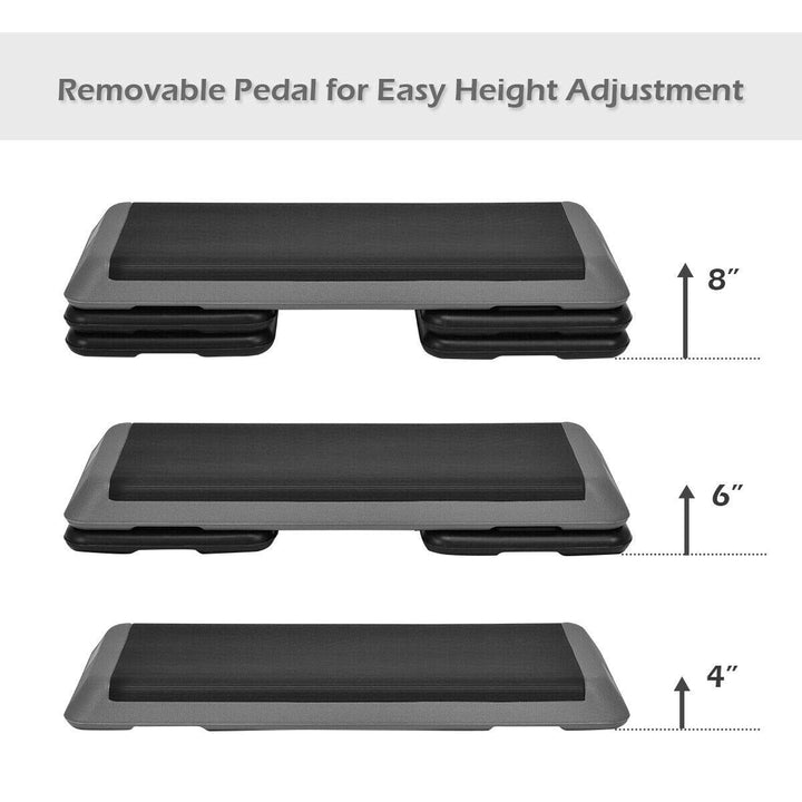 Goplus 43'' Step Platform Adjustable Fitness Aerobic Stepper 4" - 6" - 8" Non-Stick Surface W/Risers (Gray)