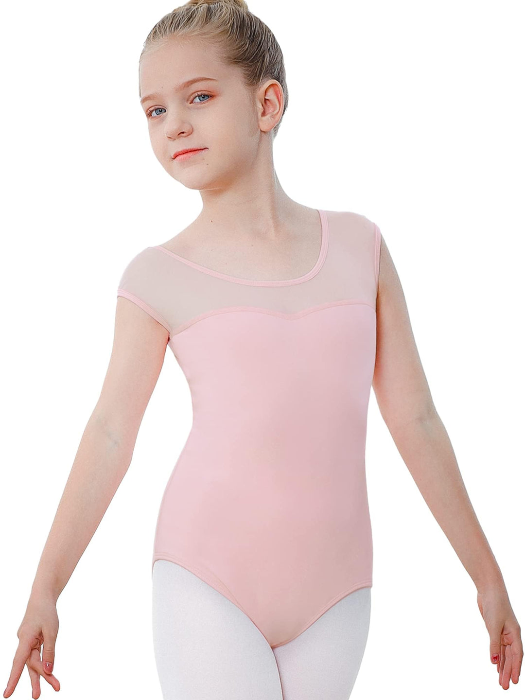 Stelle Leotard for Girls Toddler Ballet Leotards Dance Gymnastics Outfits with Mesh Cap Sleeve (Ballet Pink, 6 Years)