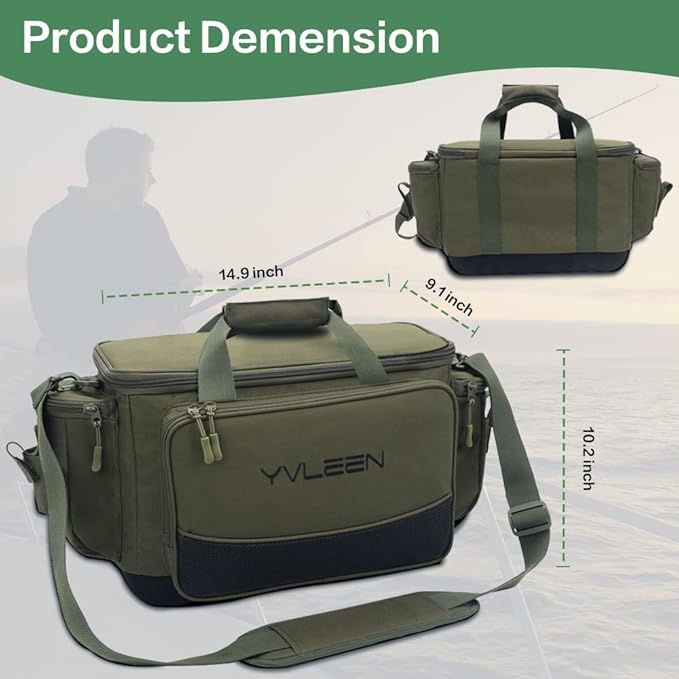 YVLEEN Fishing Tackle Box Bag - Outdoor Large Fishing Tackle Storage Bag - 100% Water-Resistant Polyester Material - Fishing Tackle Bags - Suitable for 3600 3700 Tackle Box