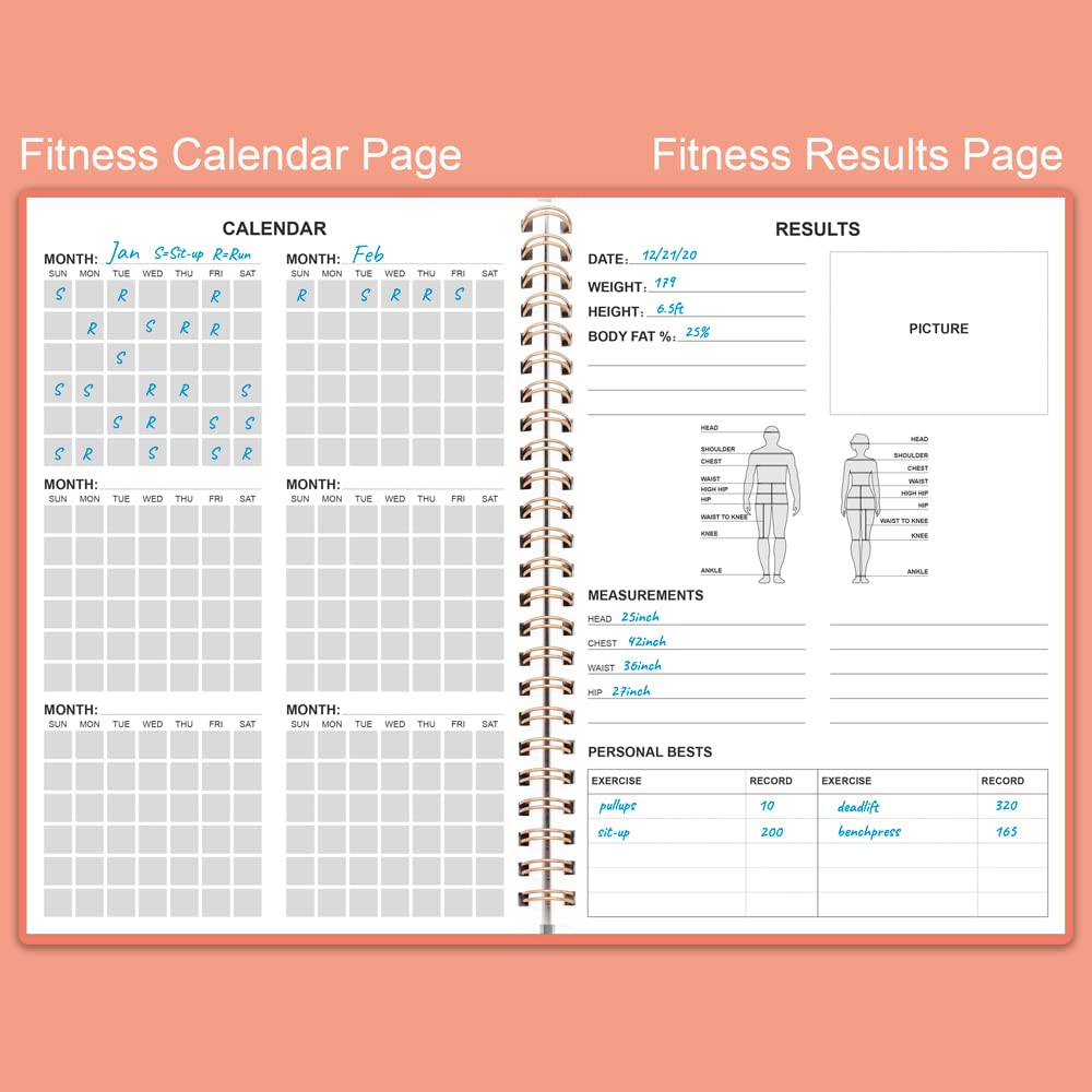 Fitness Planner for Women & Men - A5 Workout Log Book/Exercise Workout Log to Track Weight Loss, GYM, Bodybuilding Progress - Daily Health & Wellness Workout Journals, 5.8X8.25 In Workout Book