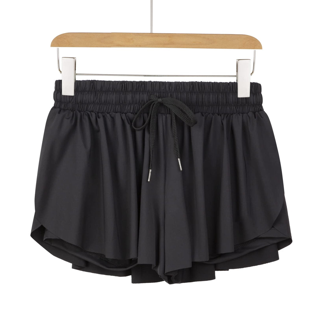Flowy Athletic Shorts for Women Gym Yoga Workout Running Wear Sweat Spandex Cheer Tennis Skorts Skirts with Pockets Skorts Cute Comfy Clothes Casual Summer(XXS,Black)