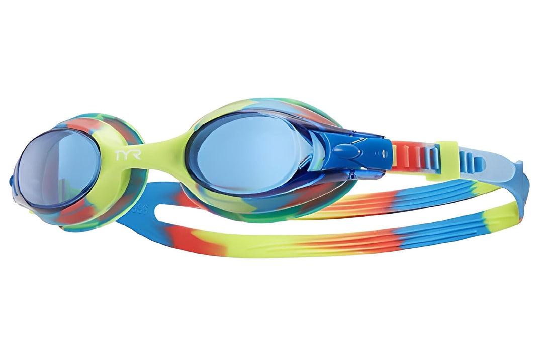 TYR Girls Pink & Purple Swimple Goggles, Blue/Yellow/Pink, One Size