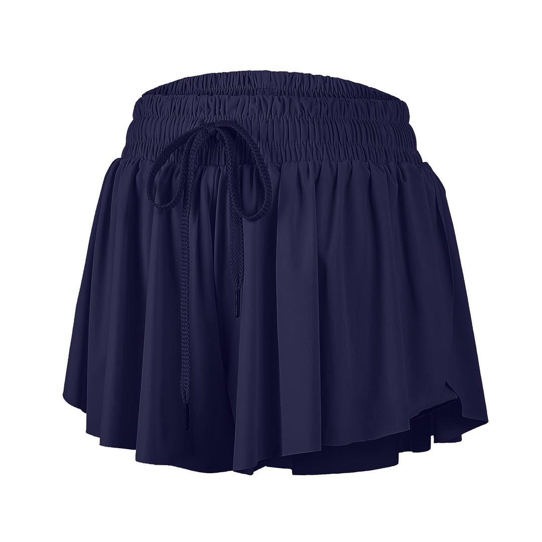 Flowy Gym Shorts Women Yoga Athletic Workout Running Skort Exercise Sweat Spandex Skirts Cute Comfy Lounge Womens Trendy Clothes with Pockets Casual Summer(S, Navy Blue)