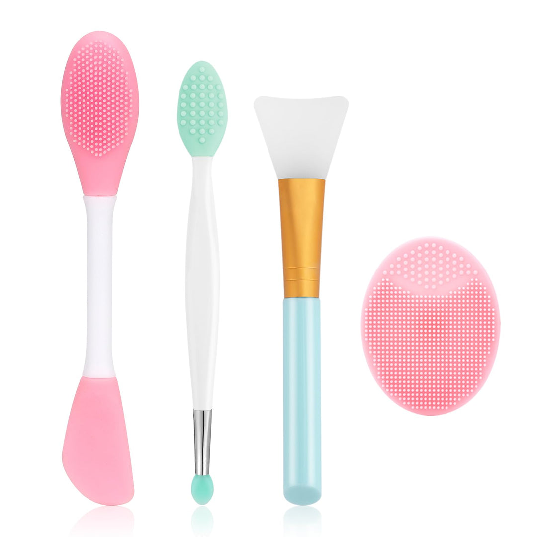 Silicone Face Scrubber, 1Pcs Exfoliating Lip Brush, 1Pcs Cleansing Brush,2Pcs Face Mask Brush Exfoliator Blackhead Skin Care Too