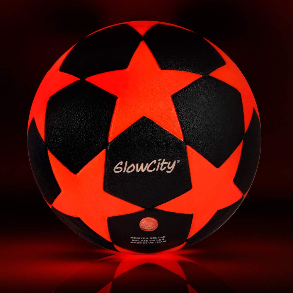GlowCity Glow in The Dark Soccer Ball | Light Up Indoor/Outdoor Soccer Ball with 2 LED Lights | Pre-Installed Batteries | Fun Gift for Teens