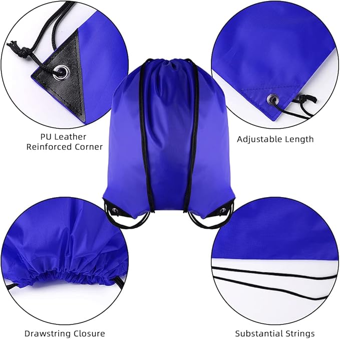 GoodtoU Nylon Backpacks - Drawstring Bags for Sport, Traveling, Team (Blue, 100Pcs)