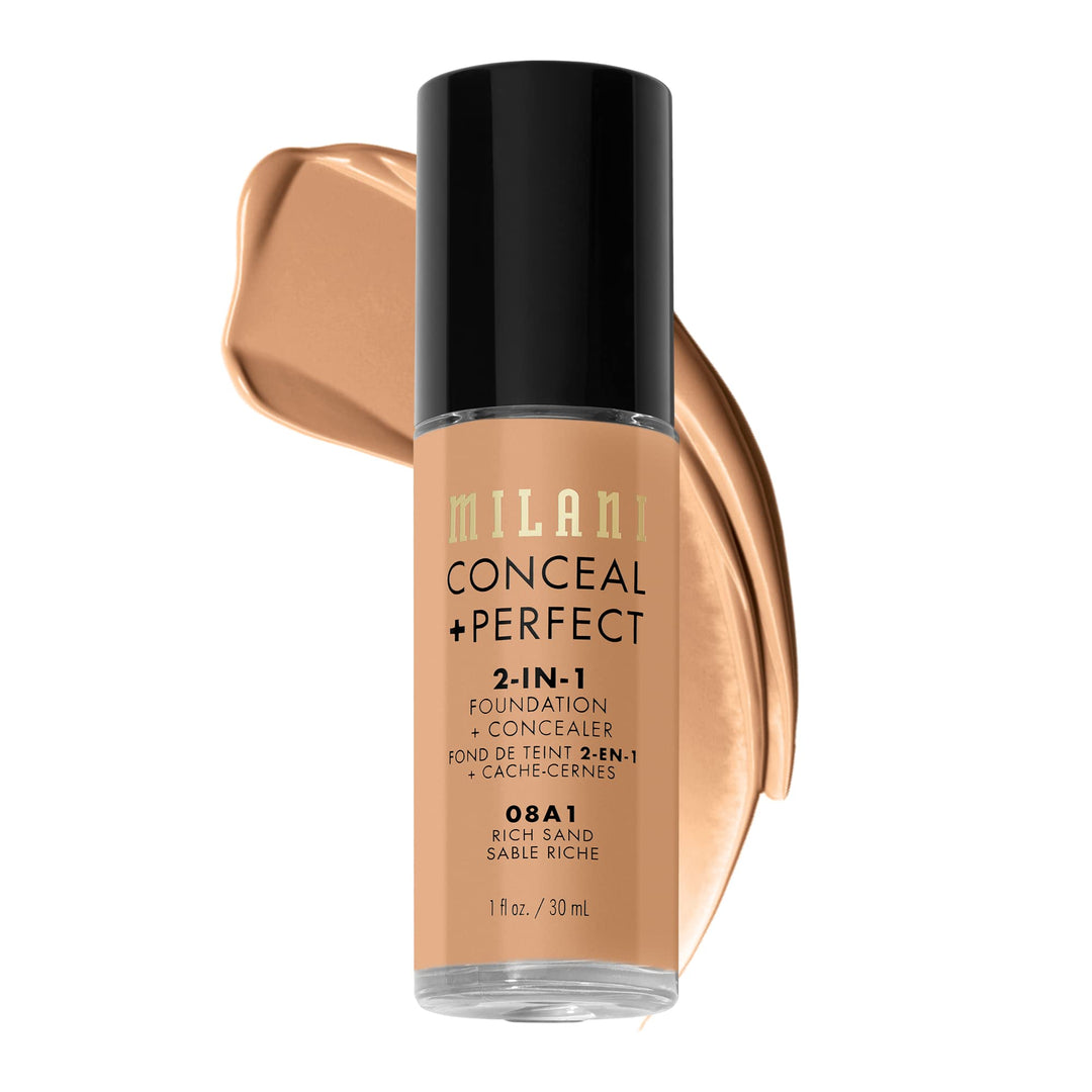 Milani Conceal + Perfect 2-In-1 Foundation + Concealer - Rich Sand (1 Fl. Oz.) Cruelty-Free Liquid Foundation - Cover Under-Eye