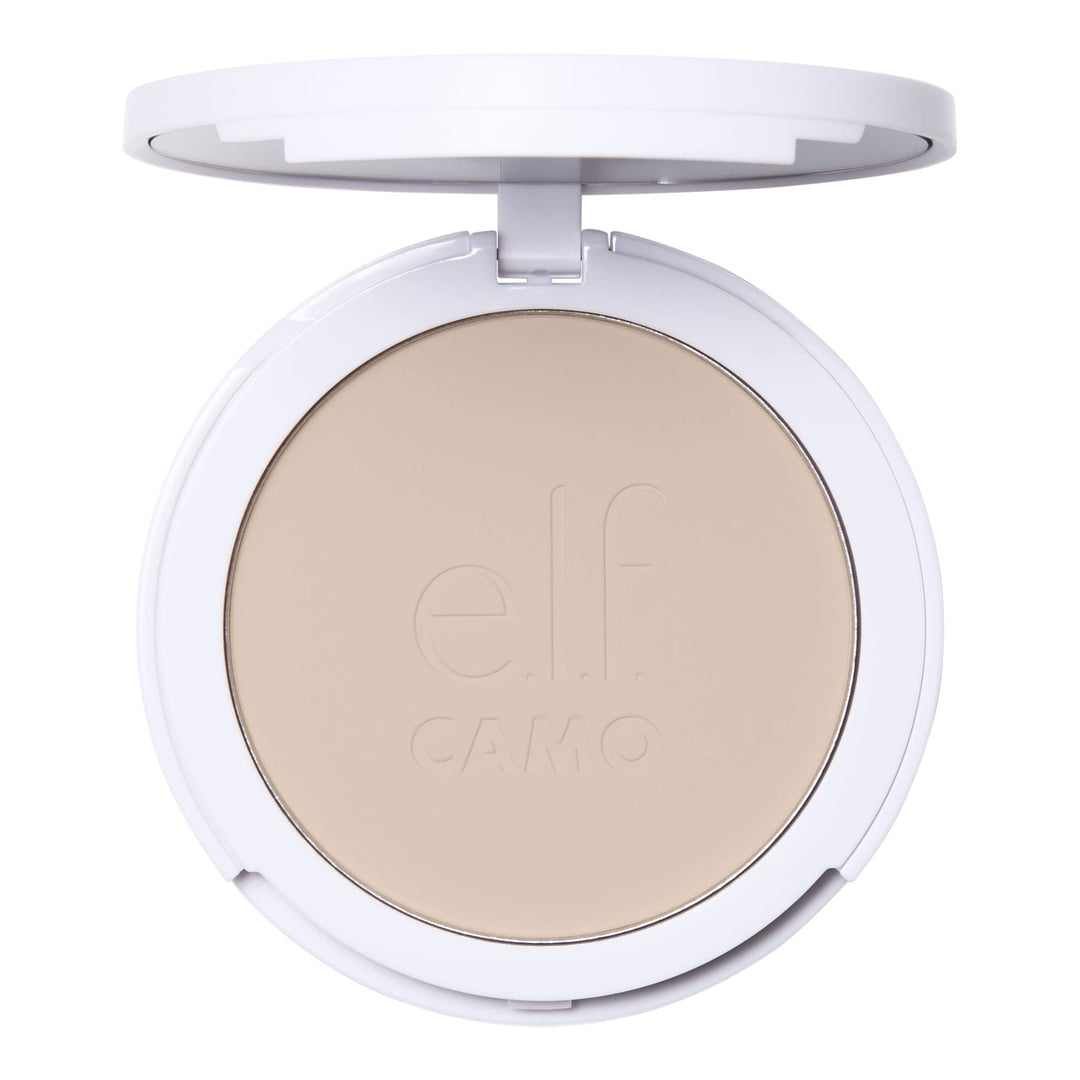 E.L.F. Camo Powder Foundation, Lightweight, Primer-Infused Buildable & Long-Lasting Medium-To-Full Coverage Foundation, Fair 100