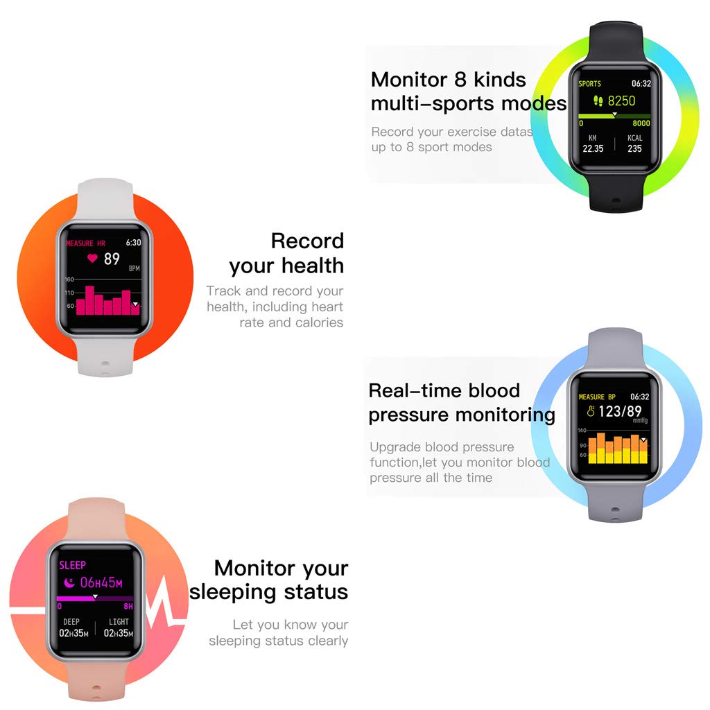 1.3 Inch Screen Smart Fitness Watch Waterproof Activity Tracker Heart Rate Monitor, Call SMS Reminder Calorie Pedometer Bracelet, For Kids Men Women IOS Adroid