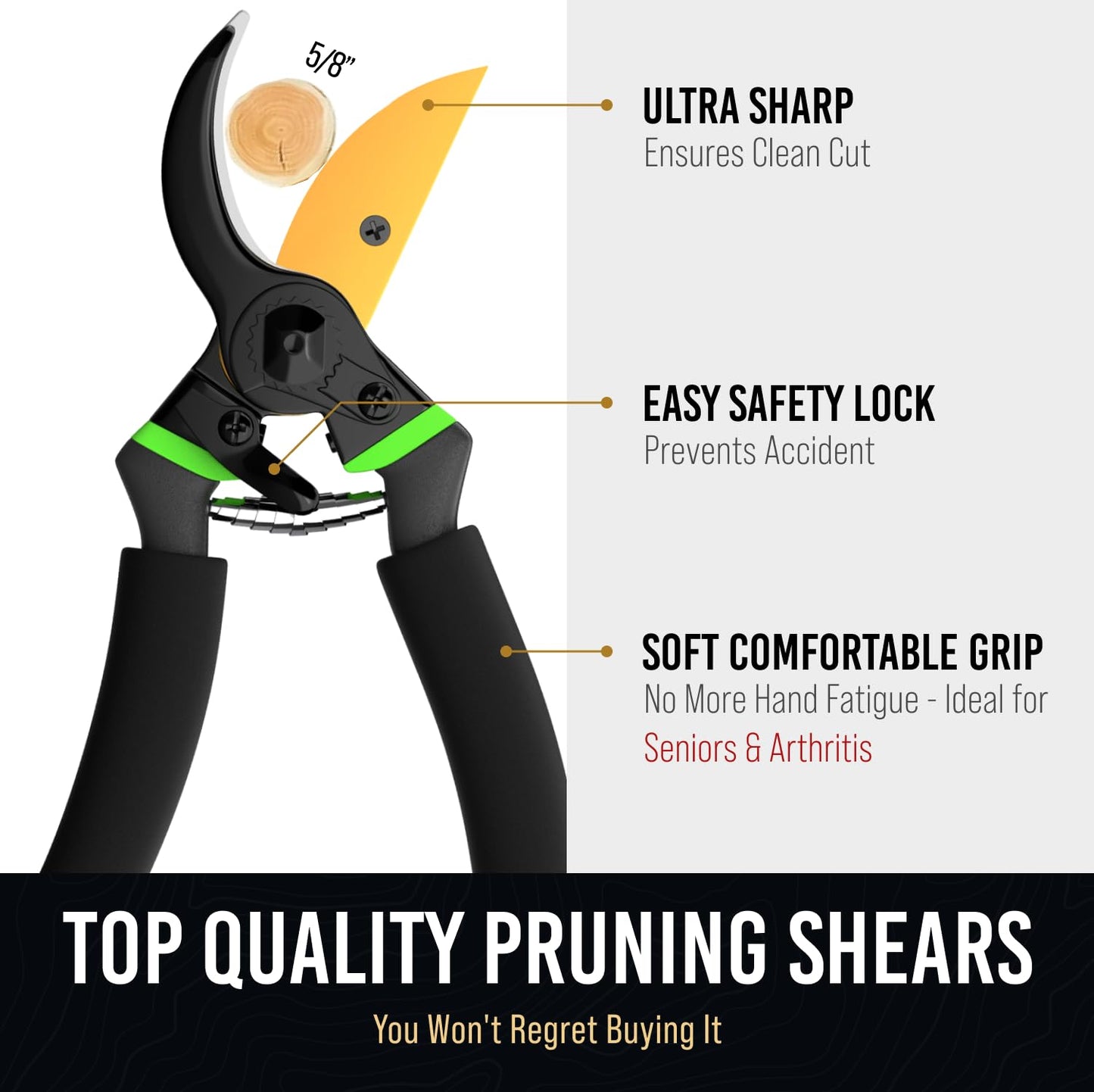 "8.5" Premium Titanium Garden Secateurs - Professional Bypass Pruning Shears for Plants, Hedges, and Flowers