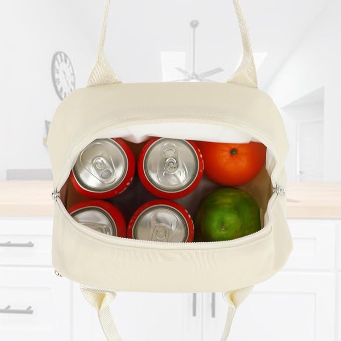 FlowFly Insulated Lunch Cooler Bag - Tote Organizer for Women/Men, Beige