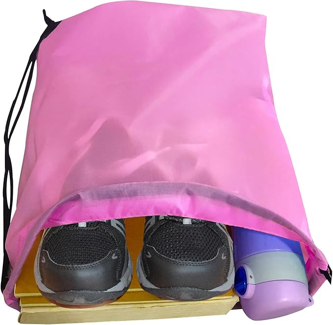 Drawstring Backpack Bulk 42 Pcs String Backpack Drawstring Bags Cinch Bag Sackpack for Men Women Gym (Pink)