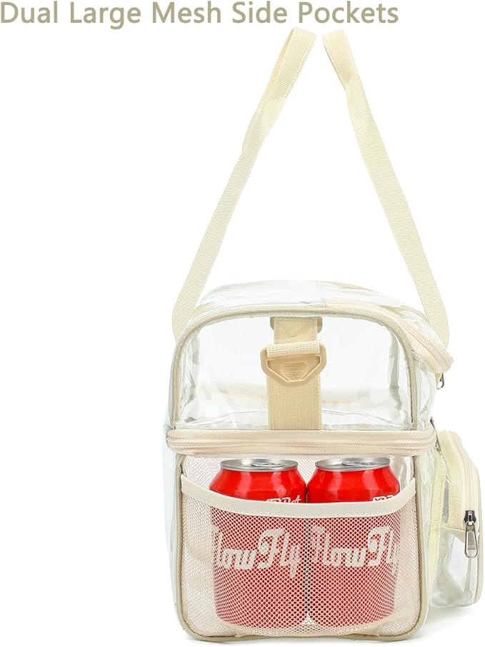 FlowFly Double Layer Cooler Insulated Lunch Bag Adult Lunch Box Large Tote Bag for Men, Women, With Adjustable Strap,Front Pocket and Dual Large Mesh Side Pockets