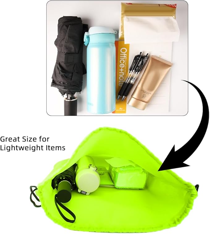 GoodtoU Drawstring Backpacks, Bulk Nylon Backpack Cinch Sack Drawstring Gym Bag for Sport, Traveling, Team (20Pcs, Fluorescent Green)