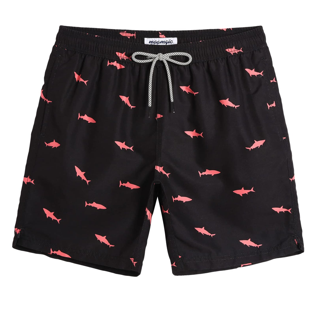 maamgic Mens Swim Trunks Quick Dry Swim Shorts with Mesh Lining Funny Swimwear Bathing Suits Black Shark X-Small