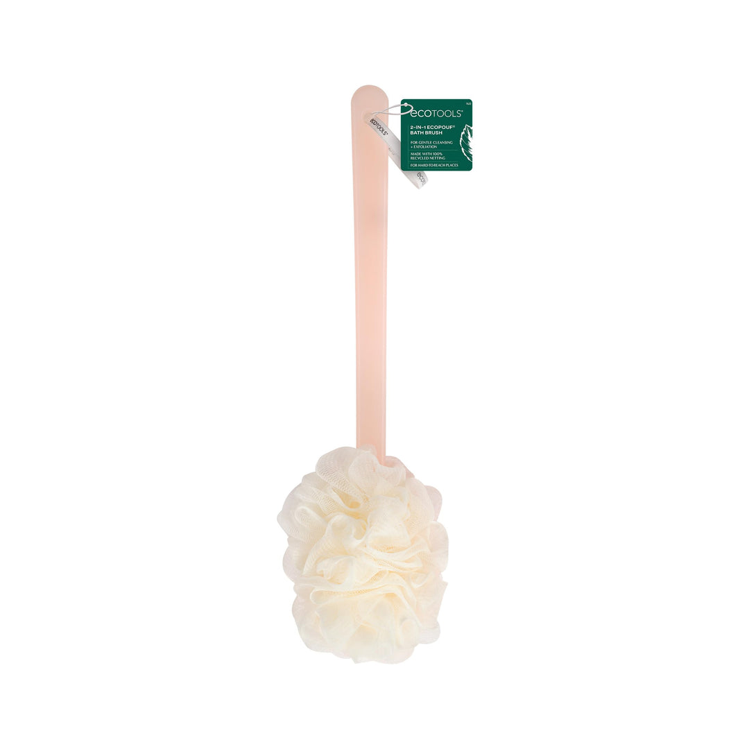 Ecotools 2-In-1 Bath Brush, Shower Loofah With Ergonomic Handle, Cleans Hard-To-Reach Areas, Cleansing & Exfoliating, Recycled N