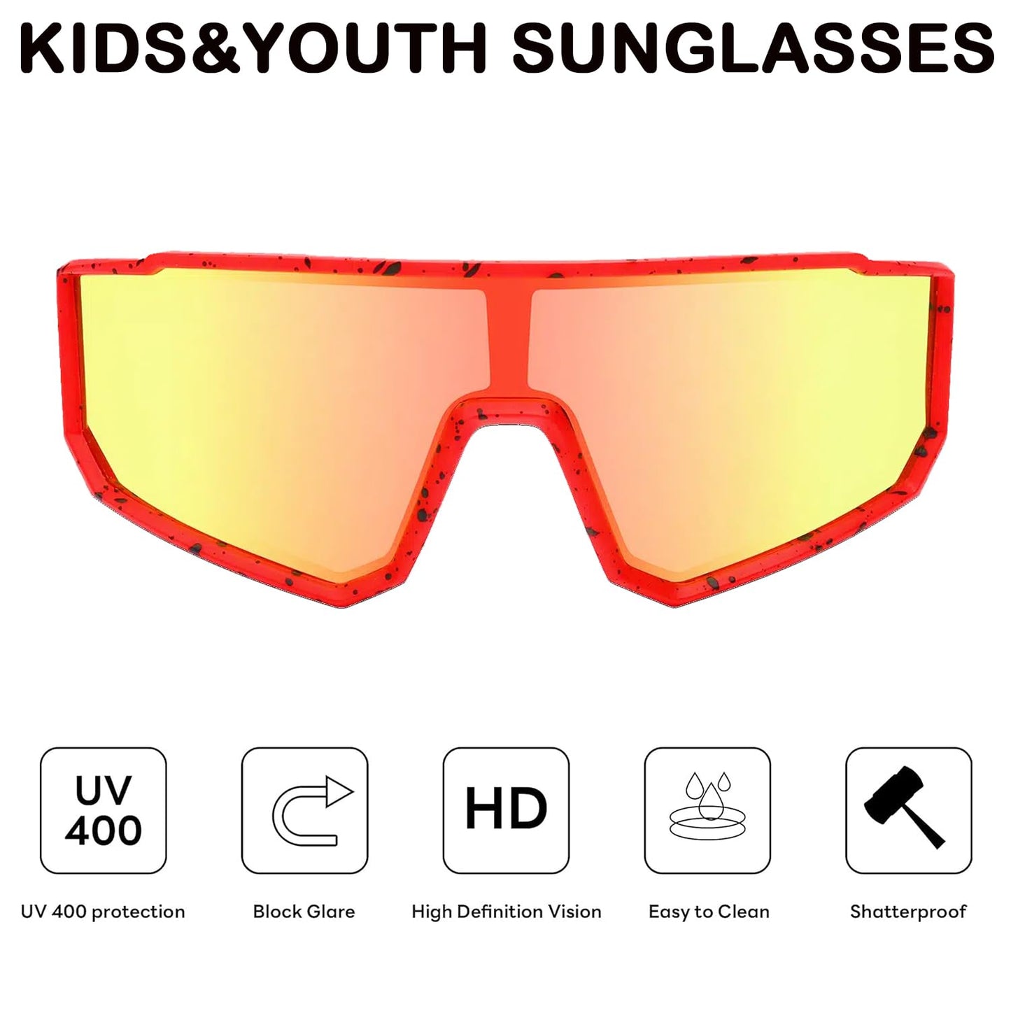 Youth Baseball Sunglasses For Boys Girls,UV400 Kids Sports Sunglasses,Cycling glasse Running Golf