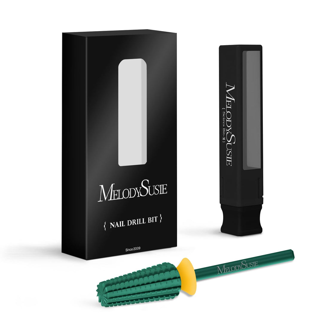 MelodySusie Super Cut Edition 5 in 1 Nail Drill Bits, 3/32'' Carbide Tungsten Multi-function Bits, Suitable for Manicure Pedicure Cuticle Gel Polishing, Green, Series Bit-M, Double Coarse
