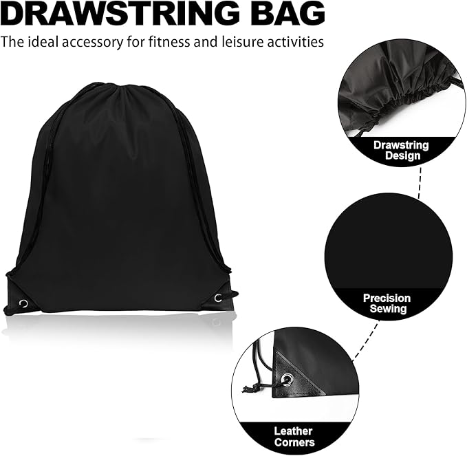 GoodtoU Drawstring Backpacks, Drawstring Bags Nylon Backpack Draw String Back Bag Bulk Cinch Sack Drawstring Gym Bag Drawstring Backpack for Sport, Traveling, Team (Black, 100Pcs)