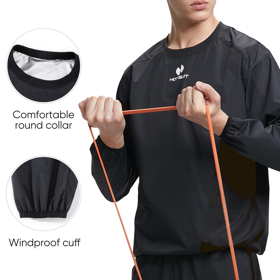 HOTSUIT Men Sauna Suit Sweat Suits Durable Gym Exercise Workout Jacket, Black, S