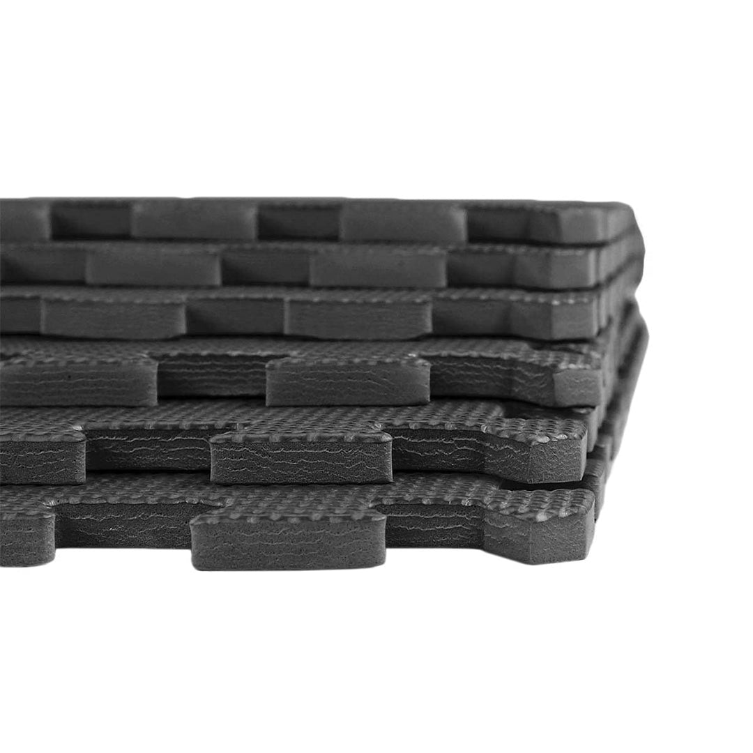 Xspec 3/8" Thick 100 sq. ft. (25 pcs) Gym EVA Foam Floor Mats (24" x 24") | T Pattern, Black