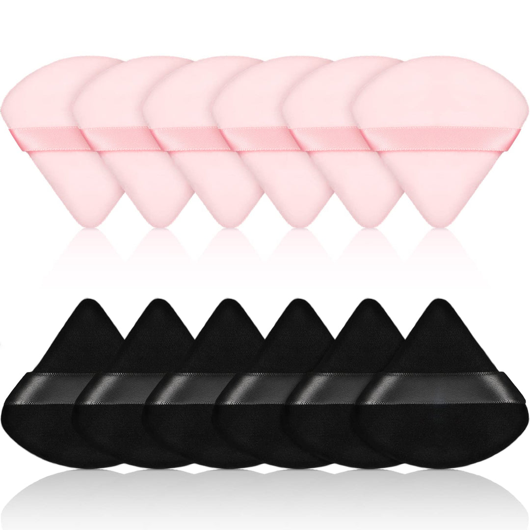 Maitys 12 Pieces Powder Puff Triangle Face Makeup Cosmetic For Loose Powder Soft Body Washable Reusable Foundation Sponge Minera