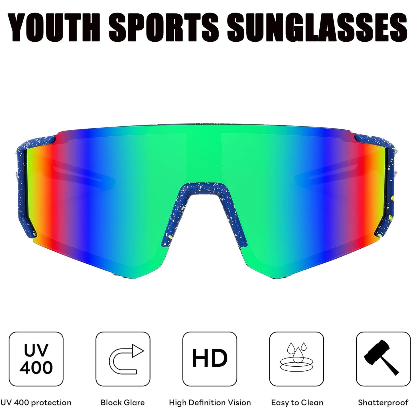 Youth Baseball Sunglasses For Boys Girls,UV400 Kids Sports Sunglasses,Cycling glasse Running Golf
