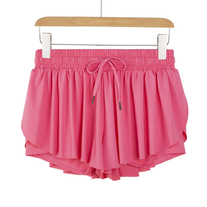 Blaosn Flowy Exercise Shorts for Women Gym Yoga Athletic Workout Running Sport Sweat Spandex Skirt Cute Comfy Skort with Pockets Trendy Clothes Casual Summer(Xs, Peachy Pink)