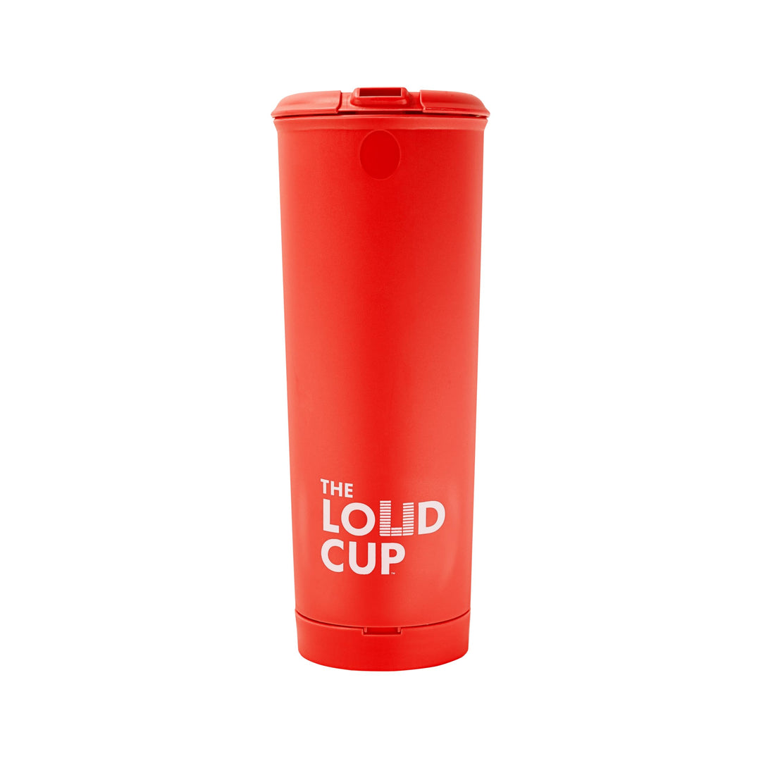 The LoudCup 20 oz Tumbler + Stadium Horn with Snap-Fit Lid (Rooster Red) - Insulated Cup Reusable Water Bottle Coffee Travel Mug - Worlds Loudest Cup for Game Day