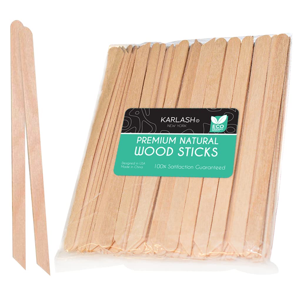 100 Pieces Small Wax Sticks Wood Spatulas Applicator Craft Sticks For Body Hair Eyebrow Lip Nose Removal Slanted/Round (Pack Of