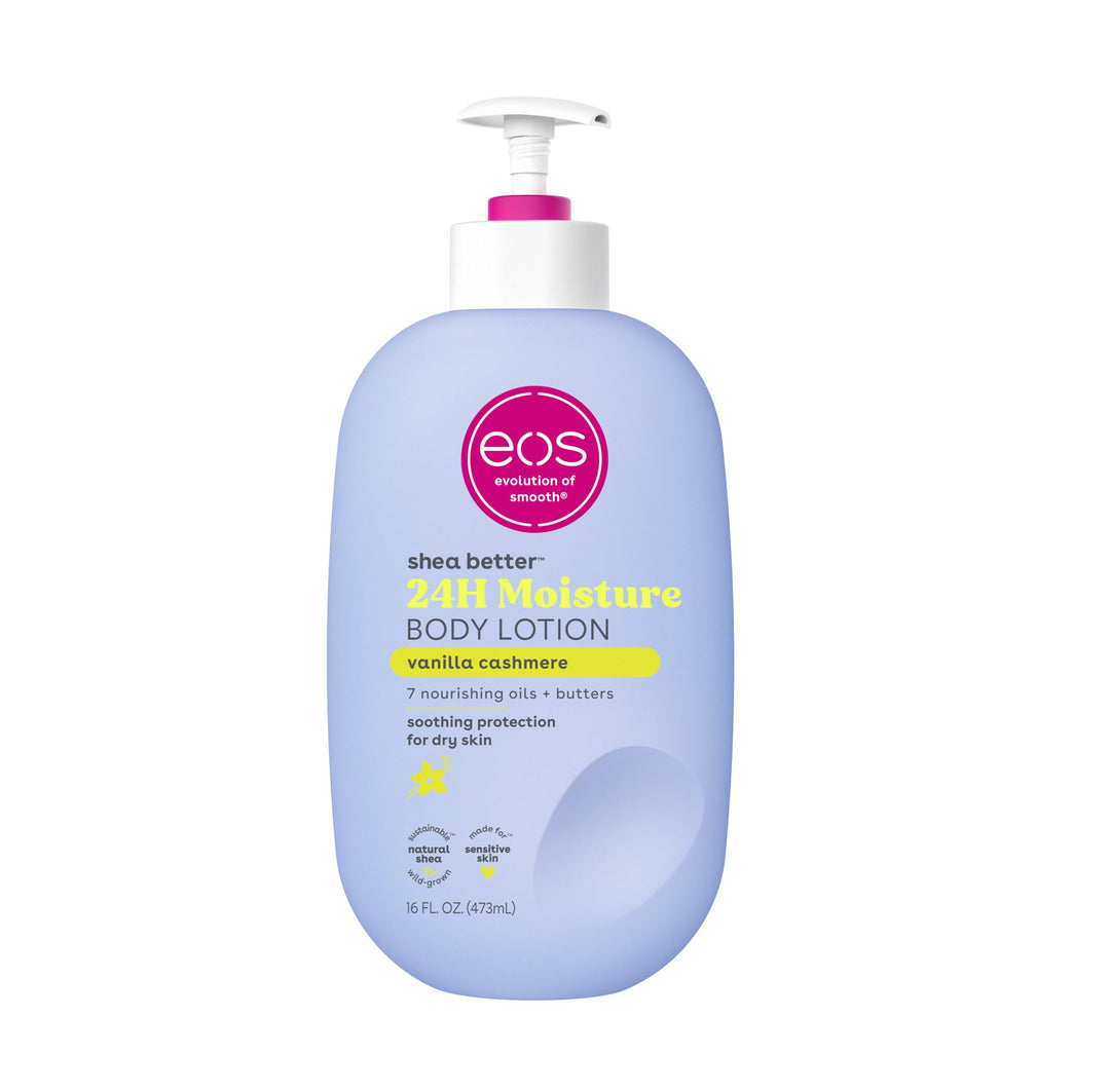 Eos Shea Better Body Lotion- Vanilla Cashmere, 24-Hour Moisture Skin Care, Lightweight & Non-Greasy, Made With Natural Shea, Veg