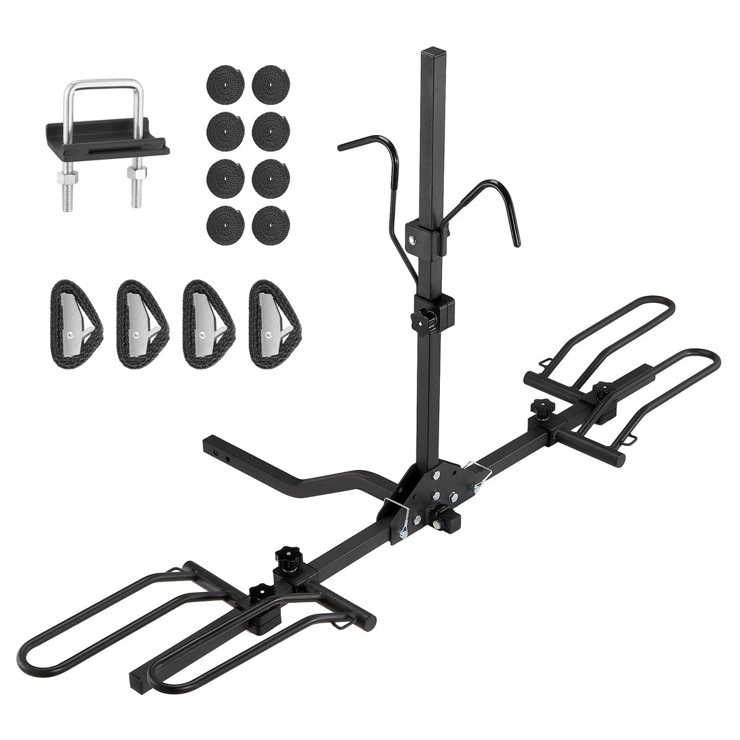 VEVOR Hitch Mount Bike Rack, 80 LBS Capacity Ebike Rack, 2-Bike Platform Style for 1.25-/2-inch Hitch Receiver, Titling and Folding Bike Carrier with Tires up to 2.4" Wide, for Car, SUV, Truck, RV