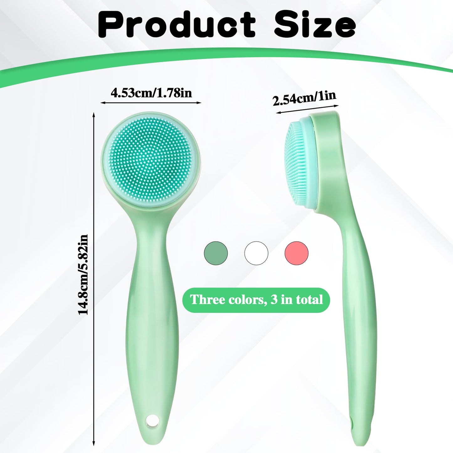 3 Pack Silicone Manual Facial Cleansing Brush Skin Friendly Face Scrubber Exfoliator Soft Bristles Waterproof Makeup Skincare Removal Applicator for Blackheads Whiteheads Massaging