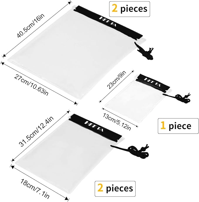 HEETA Waterproof Pouch, Screen Touch Sensitive Waterproof Bag Black & White Bundled with 5-Pack Clear Waterproof Dry Bag